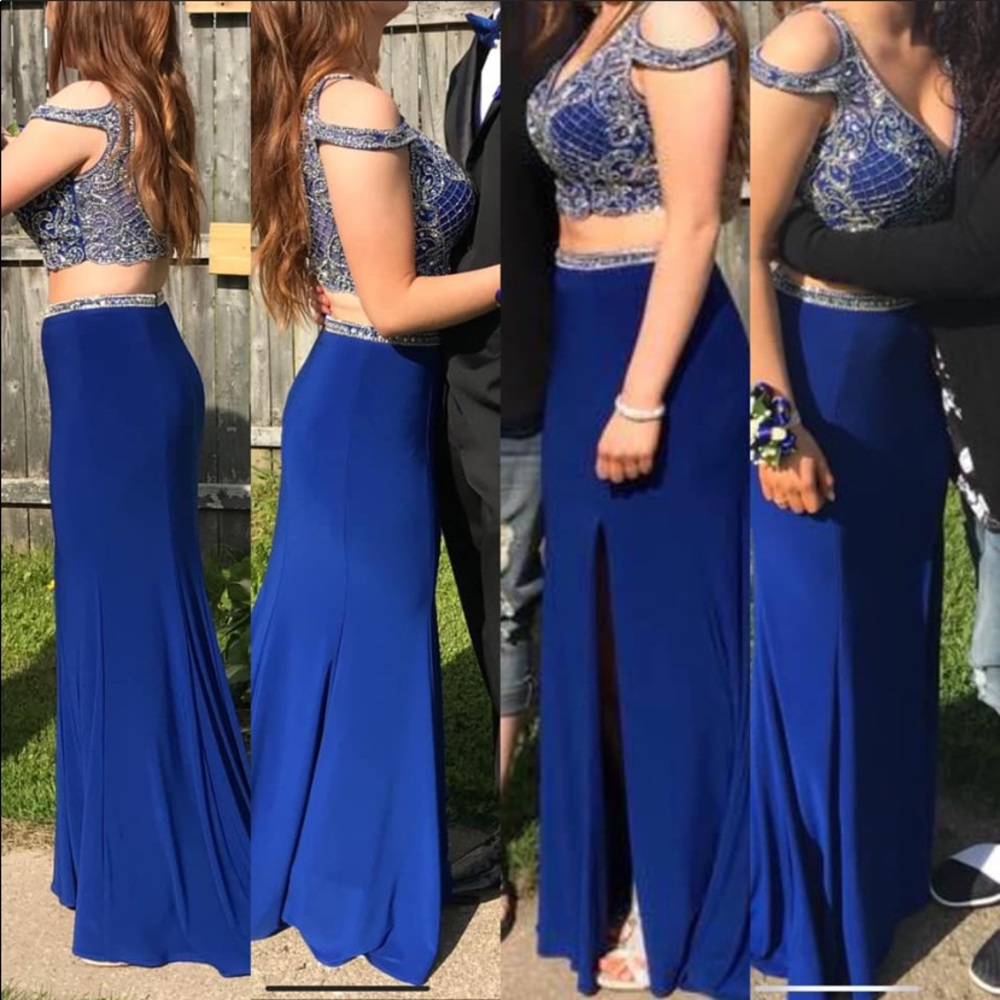 BLUE 2 PIECE PROM DRESS